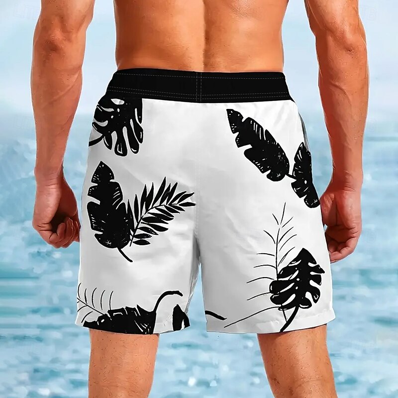 Men's Palm Leaf Tropical Plants Board Shorts Swimming Trunks Summer Shorts Mid Waist Streetwear Hawaiian Beach Vacation Wear Side Pockets Mesh Lining Elastic Drawstring Waist Designer Clothing Apparel2
