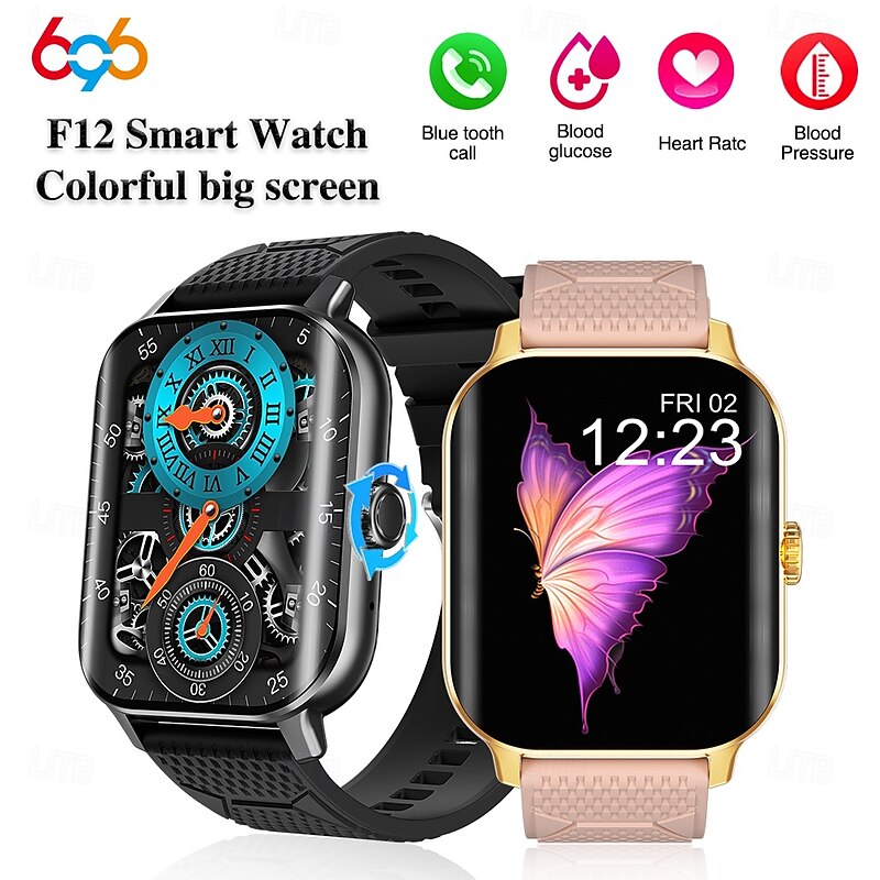 696 F12 Smart Watch Fitness Tracker ECG PPG Bluetooth Call Reminder Android iOS IP67 38mm 2.02