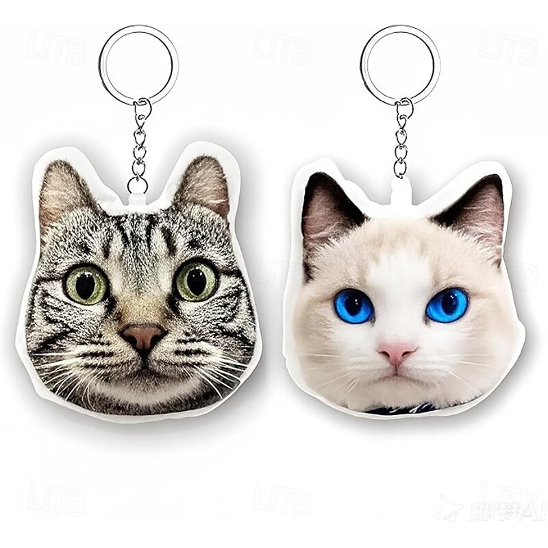 Customized Photo Small Pillow Keychain, Personalized Pillow Design, Round-Shaped Keyring ,Face Pillow Gift for Him/Her/Children/Elderly3