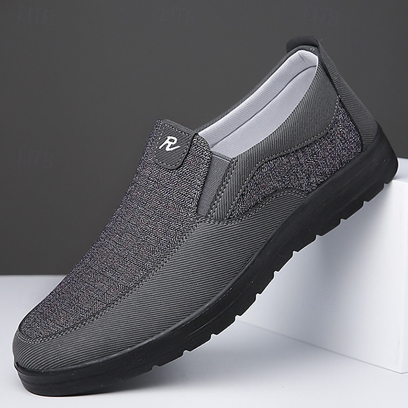 Men's Brown Casual Slip-On Shoes with Textured Fabric, Comfortable and Stylish for Daily Wear and Office Use2