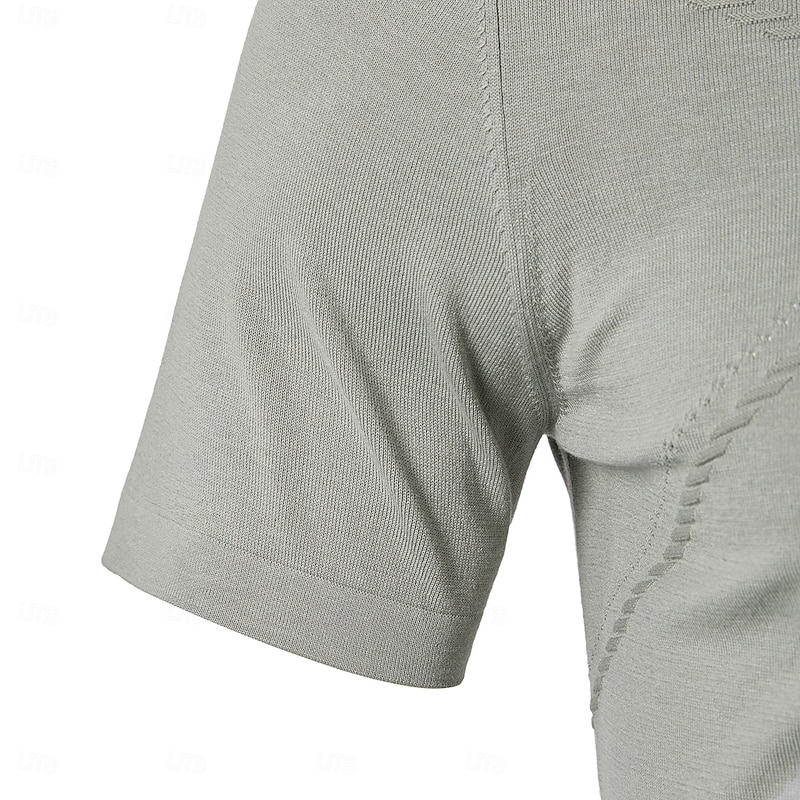 Men's Silk Linen Cotton T Shirt Line Texture Crew Neck School Short Sleeve Crewneck Clothing Apparel Knitwear Vacation Vintage Neutral4