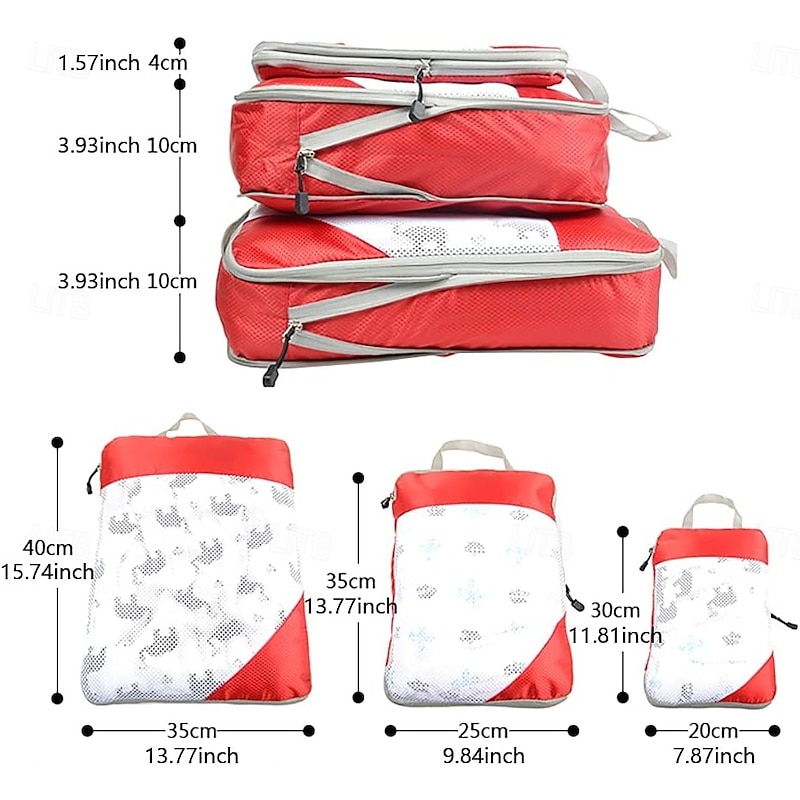 3-Piece Compression Packing Cubes Set for Travel Luggage Storage and Organizer, Mesh Zippered Expanding Storage Bags Set3