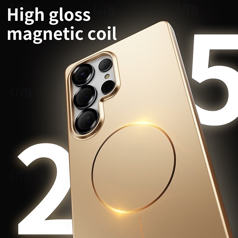 Phone Case For S25 S24 S23 Ultra Plus Back Cover Magnetic Support Wireless Charging Shockproof Retro PC3