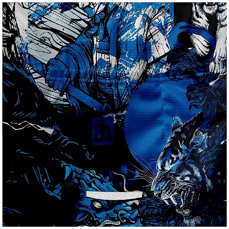 Men's Cycling Jersey Graffiti Short Sleeve Bike Tee Tshirt Jersey with 3 Rear Pockets Mountain Bike MTB Quick Dry Anatomic Design Wicking Breathable Sports Blue Clothing Apparel3