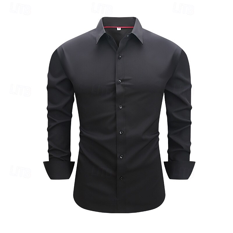 Men's Shirt Dress Shirt Button Up Shirt Solid / Plain Color Wedding Daily Black White Red Sky Blue Long Sleeve Turndown Spring &  Fall Clothing Apparel Patchwork