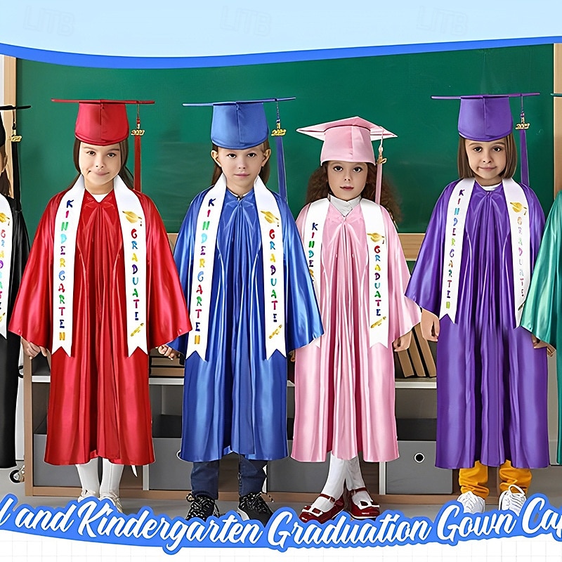 Unisex Graduation Stole for Kids, Plain Graduation Sash, Honor Stole for Students, Children's Graduation Ceremony Sash, Preschool Kindergarten Floral Honor Satin Stole3