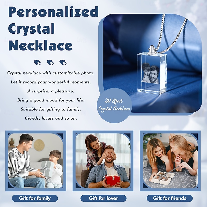 Personalized Transparent Necklace Photo Custom Jewelry Christmas Gift for For Memorial - I Will Carry You With Me Until I See You Again4