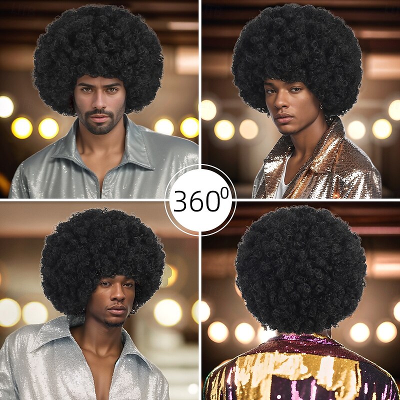 Synthetic Wig Curly Curly Weave Asymmetrical Neat Bang Machine Made Wig 30 inch A1 Synthetic Hair Men's Classic Comfortable Color Gradient Black2