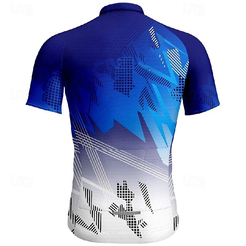 Men's Cycling Jersey Geometric Short Sleeve Bike Tee Tshirt Jersey with 3 Rear Pockets Mountain Bike MTB Quick Dry Anatomic Design Wicking Breathable Sports Blue Clothing Apparel2