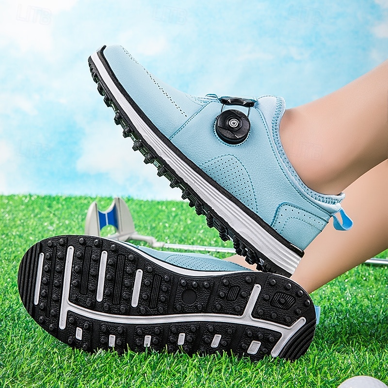Men's Light Blue Golf Shoes with Adjustable Dial System, Breathable Design, Sporty Outdoor Golf Footwear