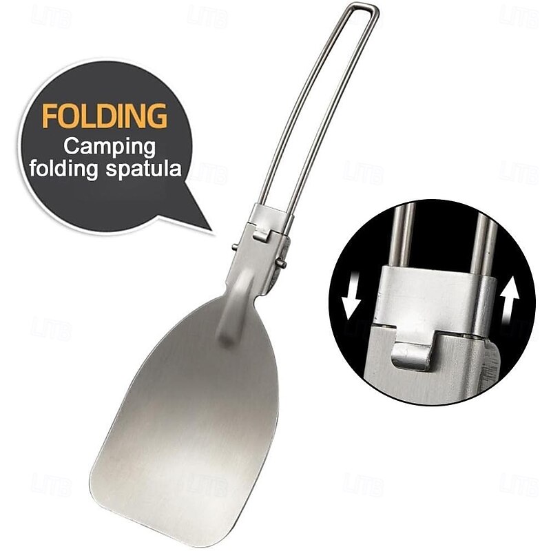 Stainless Steel Foldable Spatula Shovel, Portable Food Turner BBQ Tools,Outdoor SUS304 Compact & Durable Cooking Utensils for Camping, Hiking, Picnic, Travel, Easy to Use and Store3