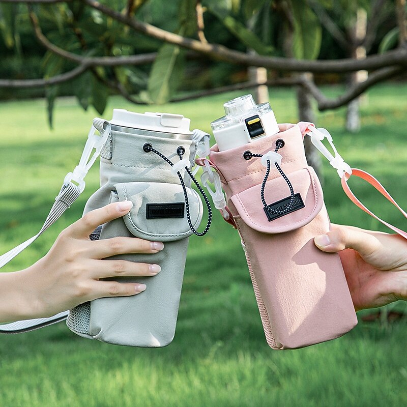 Waterproof Nylon Crossbody Bag for Water Bottles for Outdoor Travel, Portable Bottle Protective Case Holder with Shoulder Strap (Water Bottle Not Included)