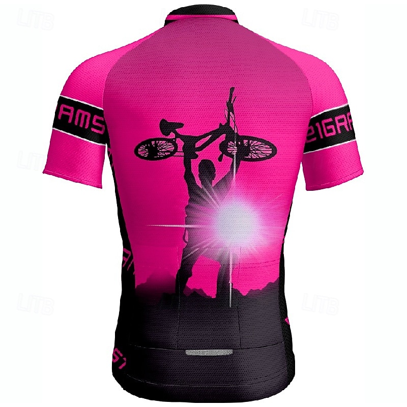 Men's Cycling Jersey Letter & Number Short Sleeve Bike Tee Tshirt Jersey with 3 Rear Pockets Mountain Bike MTB Quick Dry Anatomic Design Wicking Breathable Sports Wine Red Yellow Red Clothing Apparel2