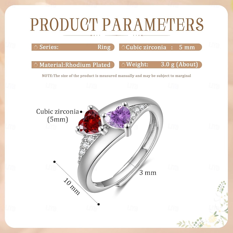 Personalized Custom Birthstone Open Ring Custom Best Gift for Mom – Unique Jewelry for Mother's Day, Valentine's Day, or Anniversaries4