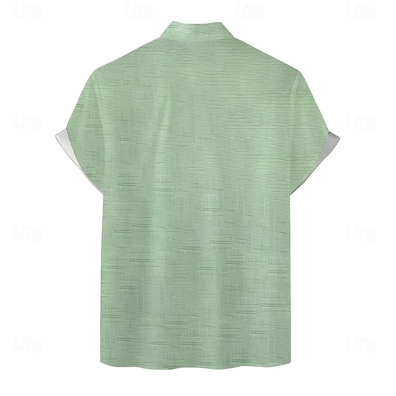 Men's Geometric Striped Shirt Casual Shirt Button Up Shirt Short Sleeve Fashion Casual Vacation Holiday Streetwear Summer Turndown 3D Print Collared Shirts Front One Pocket Light Purple Green4