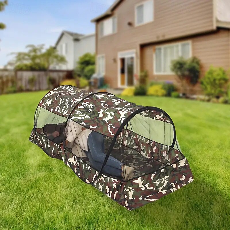 Portable Camouflage Mosquito Net Tent Easy Installation Sunshade and Insect Proof Waterproof Fabric Suitable for Outdoor Travel