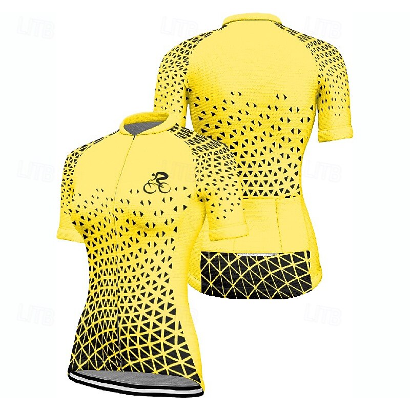 Women's Cycling Jersey Geometric Short Sleeve Bike Tee Tshirt Jersey with 3 Rear Pockets Mountain Bike MTB Quick Dry Anatomic Design Wicking Breathable Sports Yellow Red Purple Clothing Apparel2