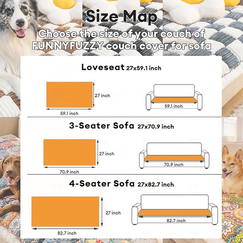 Pet Couch Covers for Sofa, Box Cushion Couch Covers for Dogs Washable Dog Couch Cover Protector Cream-Colored Furniture Sofa Covers for Dog Handmade Pure Cotton Pet Bed Mat2