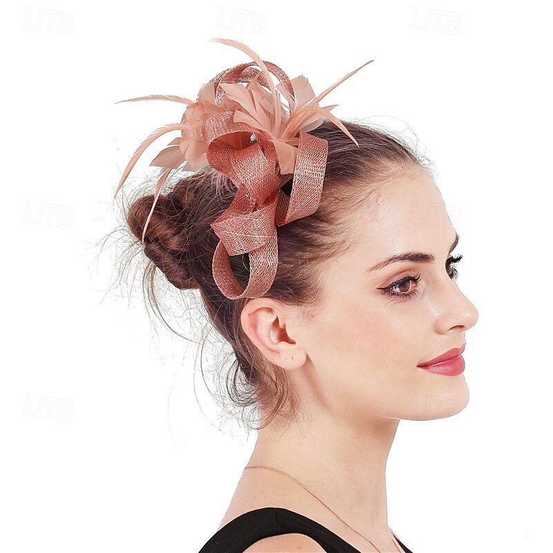 Headpiece Feathers Sinamay Wedding Evening Party Elegant Wedding With Feather Headpiece Headwear3