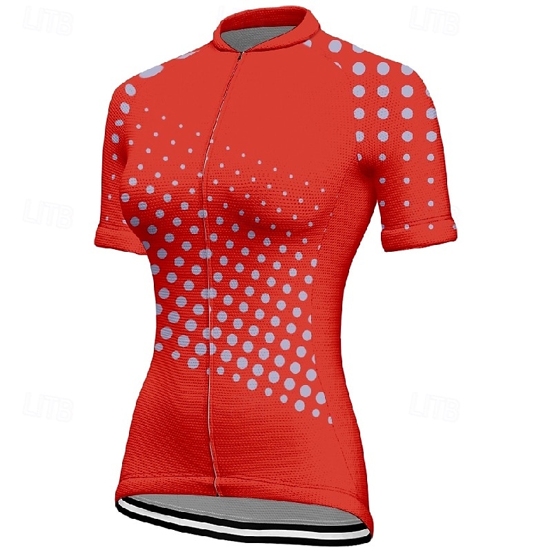 Women's Cycling Jersey Geometric Short Sleeve Bike Tee Tshirt Jersey with 3 Rear Pockets Mountain Bike MTB Quick Dry Anatomic Design Wicking Breathable Sports Red Blue Green Clothing Apparel