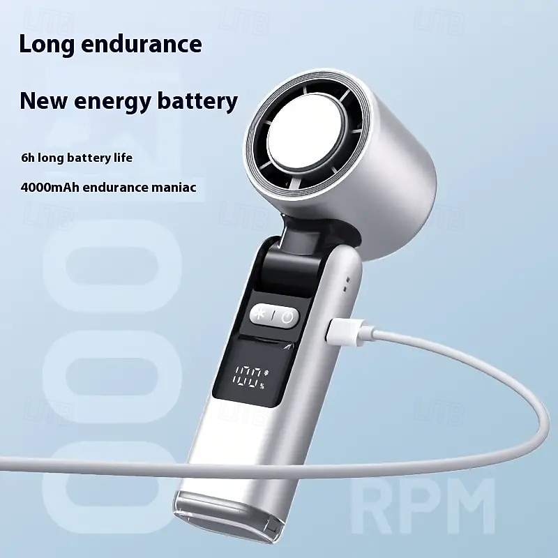 High-Speed USB Rechargeable Handheld Fan – Folding Mini Turbo Fan with Ice Pack for Outdoor Travel2