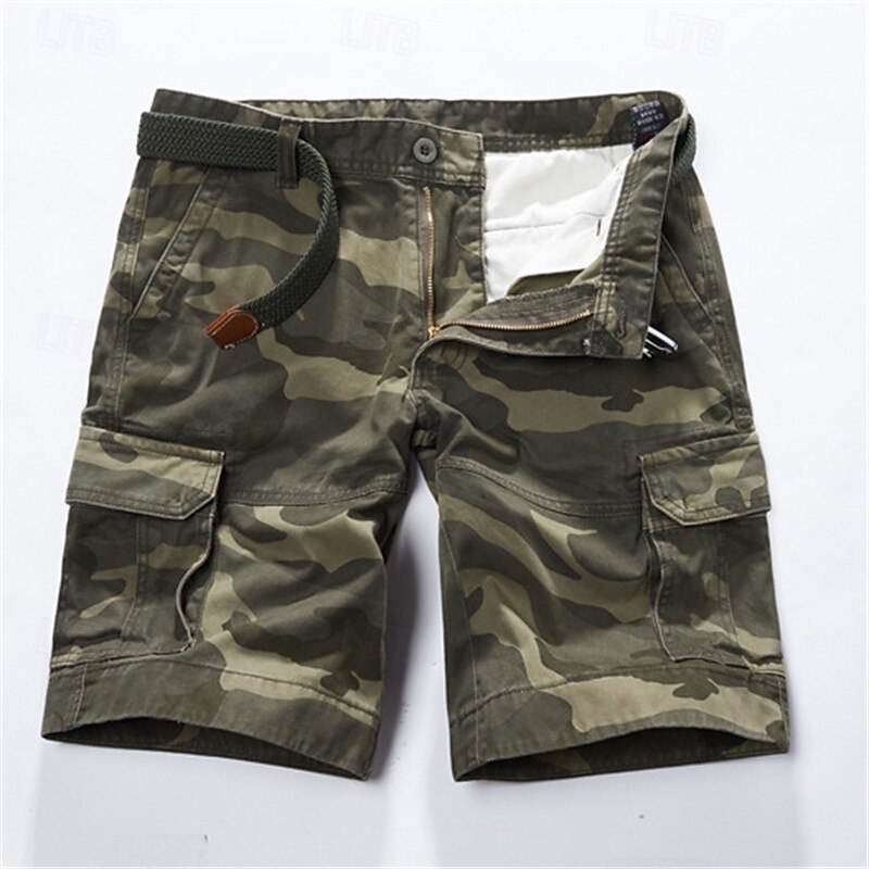 Men's Cargo Shorts Camo Shorts Shorts Summer Shorts Multi Pocket Flap Pocket Camo Plain Camouflage Comfort Wearable Knee Length Outdoor Sport Daily Fashion Casual Black Yellow4