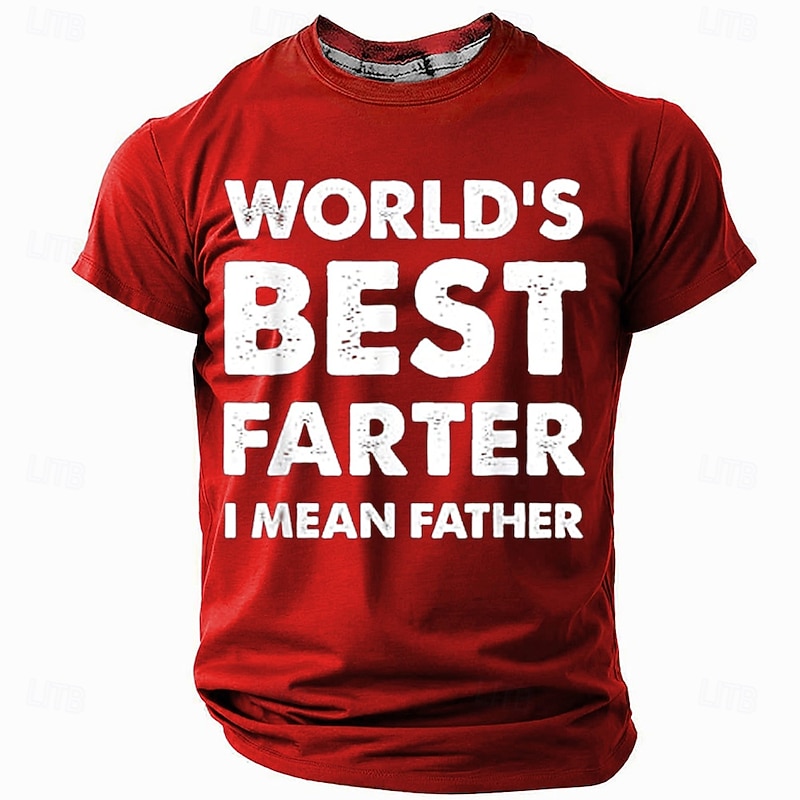 Men's Funny Short Sleeve T-Shirt: 'World's Best Farter I Mean Father' Humorous Dad Gift2