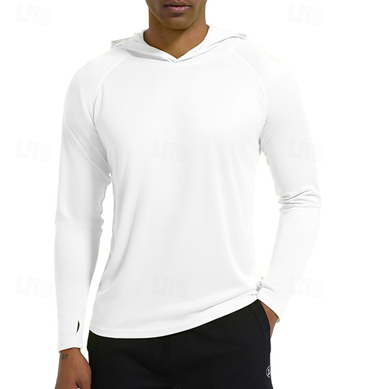 Men's T Shirt Tee Tee Top Long Sleeve Shirt Long Sleeve Hooded Summer Spring Plain Fashion Designer Basic Classic Vacation Street Going out Black White Sky Blue Top Tee for Men3