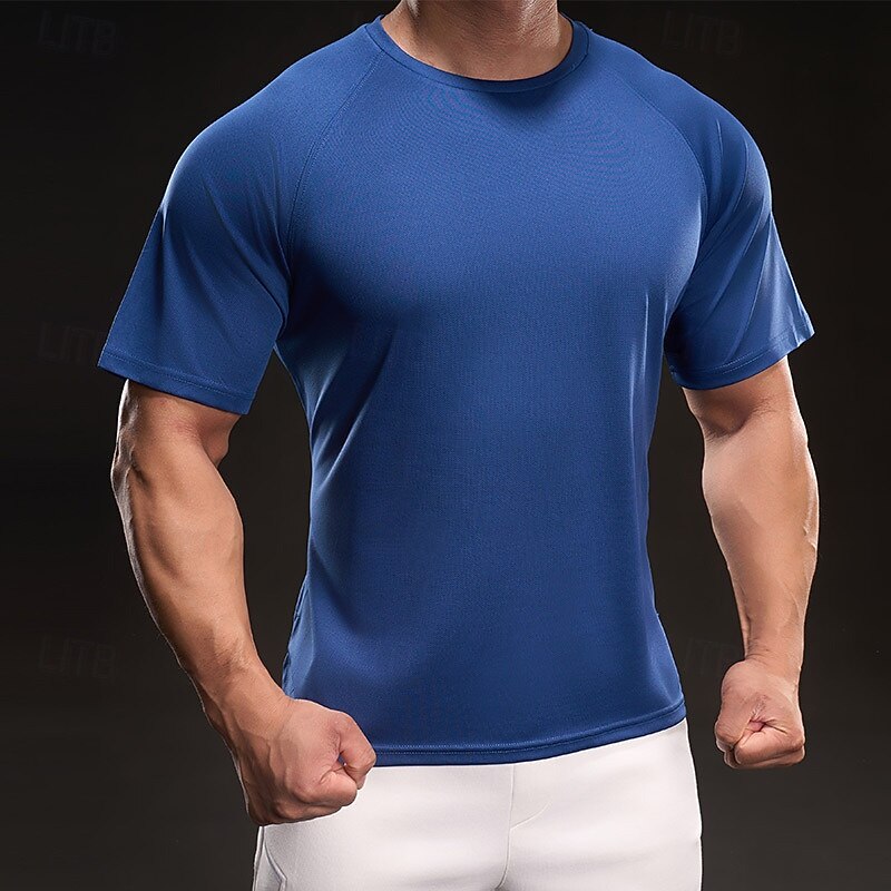 Men's Tee Short Sleeve Shirt Tee Top Short Sleeve Crewneck Summer Solid / Plain Color Fashion Designer Quick Dry Vacation Street Going out Black White Burgundy Top Tee for Men3