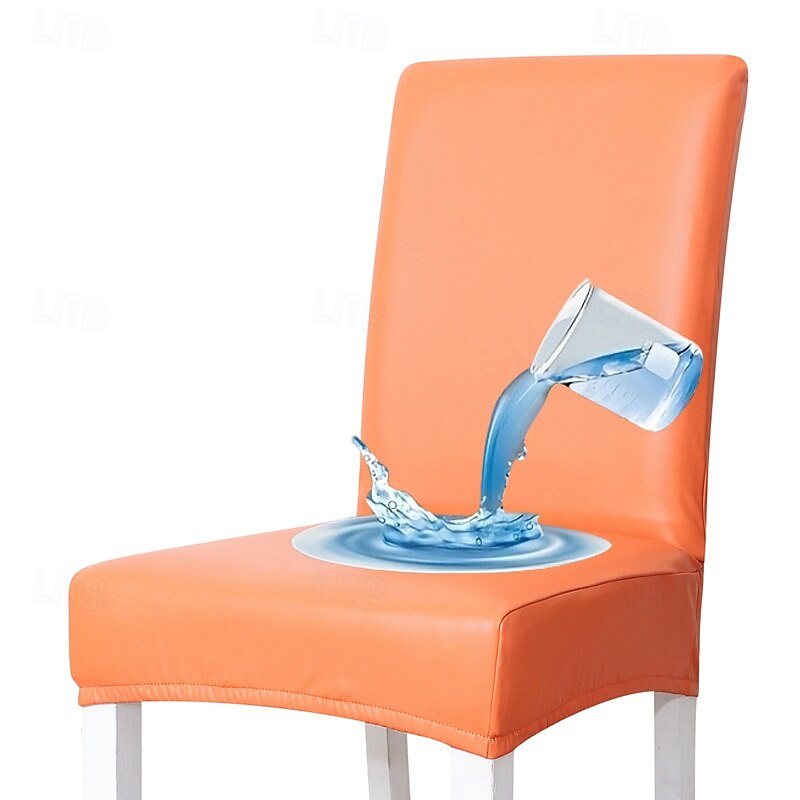 Thickened PU Waterproof and Anti-fouling Dining Chair Cover Leather All-inclusive Home Restaurant Chair Covers Technology Cloth3