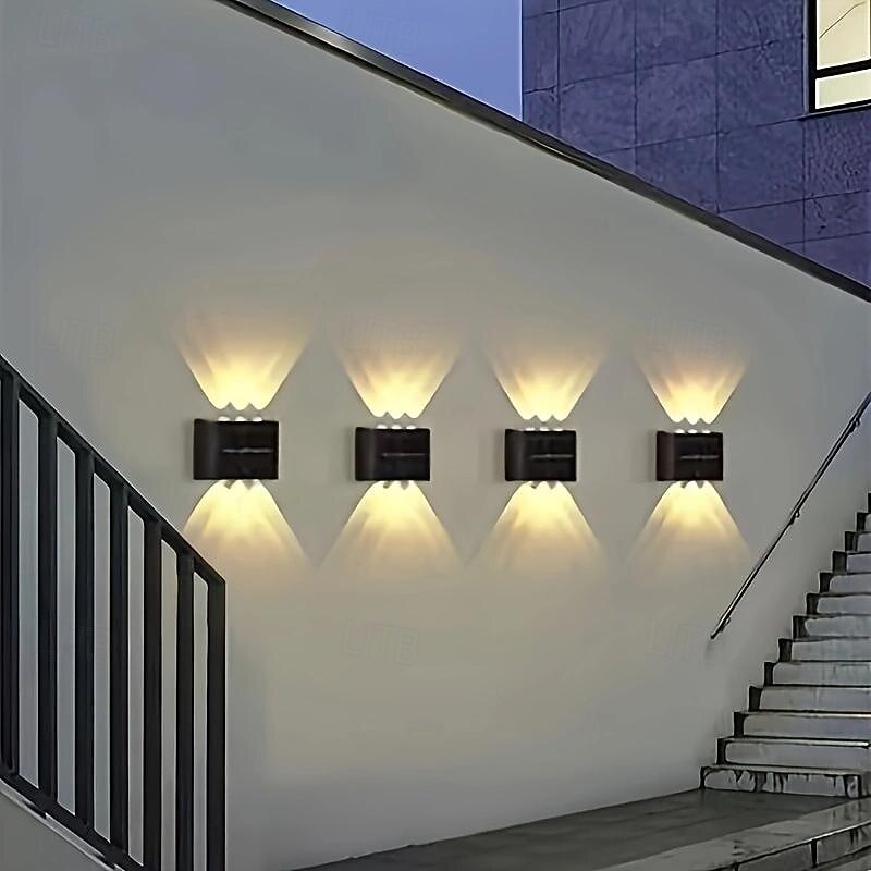 4 Pcs LED Outdoor Solar Lights Step Lights 6 Beads Patio Lights Courtyard Garden Fence Deck Wall Lights Easy Installation2