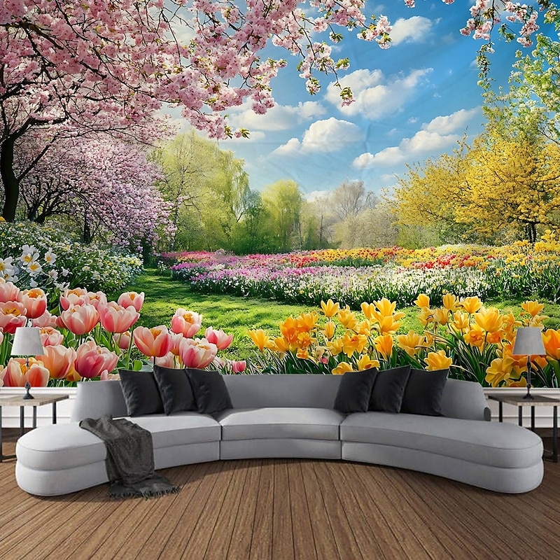 Plant Flower Sea Landscape   Hanging Tapestry Wall Art Large Tapestry Mural Decor Photograph Backdrop Blanket Curtain Home Bedroom Living Room Decoration3