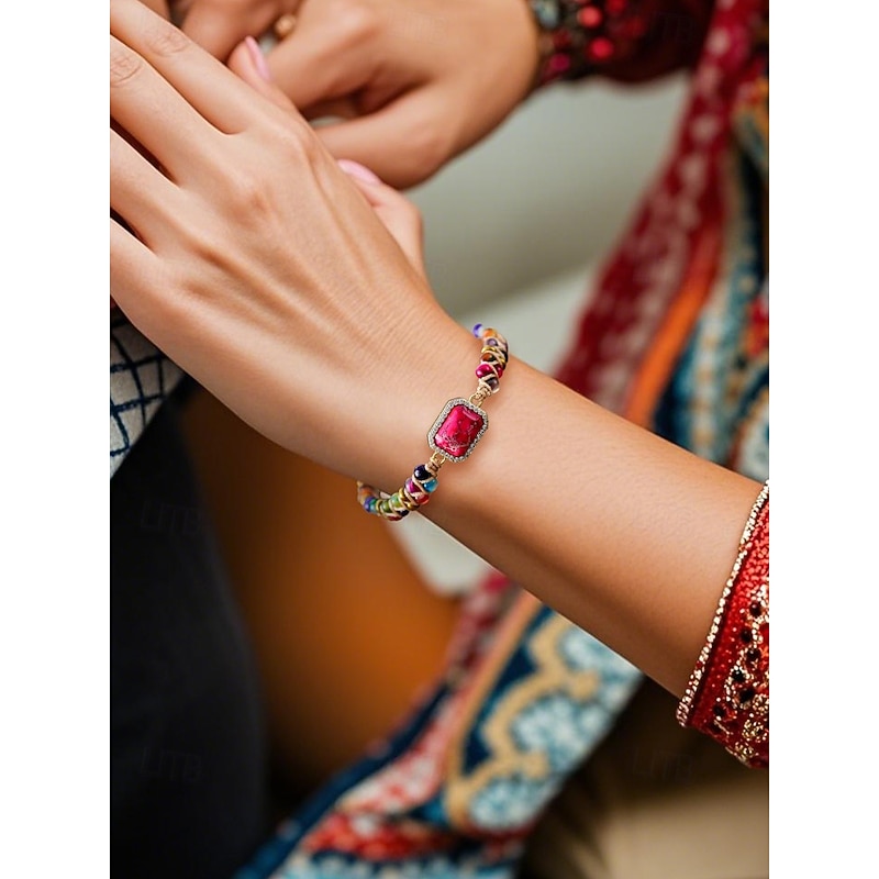 Handmade Colorful Natural Stone Bracelet – Bohemian Beaded Wrap Bracelet with Rhinestone Charm, Adjustable Fashion Jewelry for Women, Perfect for Gifts, Parties and Casual Wear4