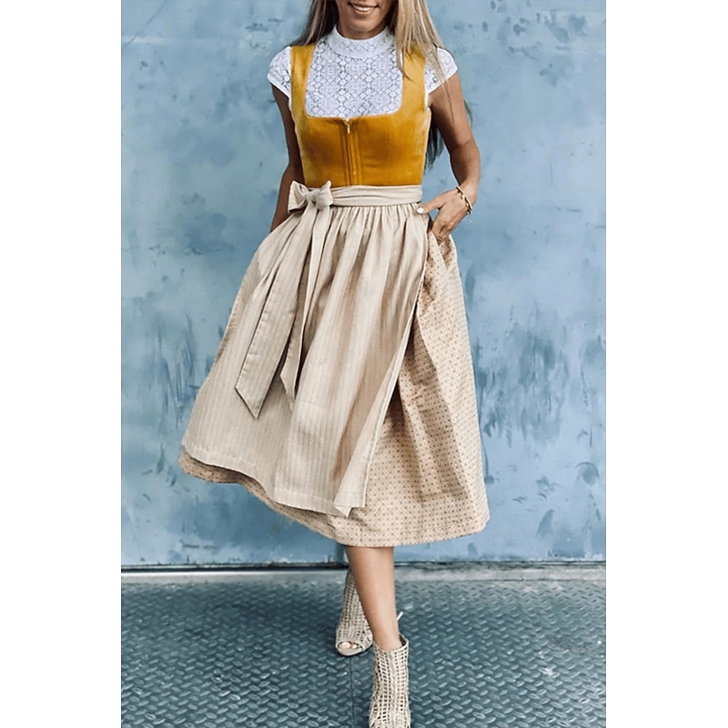 Women's Midi Dress Casual Dress Fashion Modern Vacation Going out Beach Regular Fit Color Block Sleeveless Crew Neck Orange Summer2