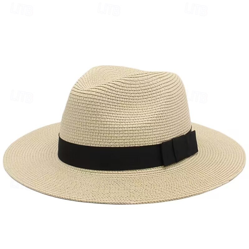 Unisex Summer Sun Hat, Panama Straw Wide Brim UV Protection Hat, Beach Hat for Travel & Outdoor, Sunshade for Men & Women4