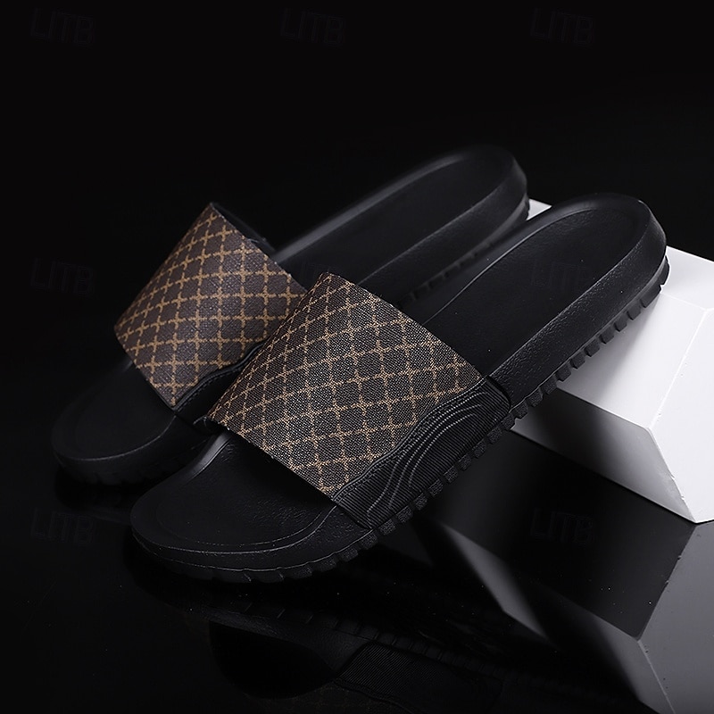Designer Monogram Print Slides for Men - Comfortable Fashion Footwear for Leisure and Beach Days2