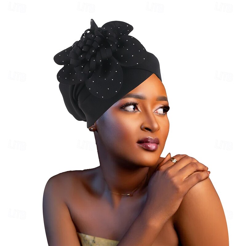 Headwear Polyester / Cotton Blend Floppy Hat Turbans Formal Wedding Fancy With Sequin Flower Headpiece Headwear2