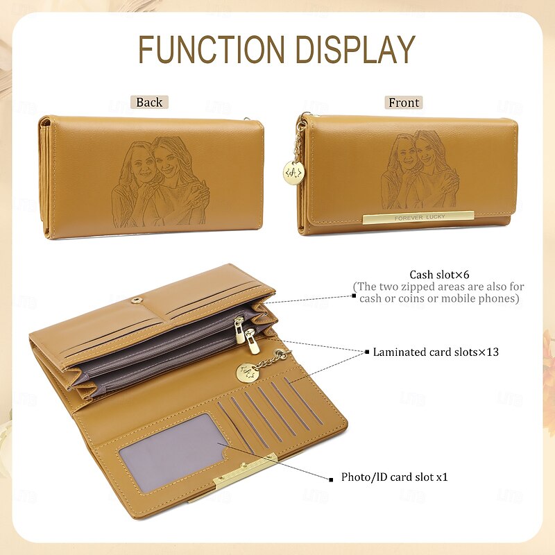 Personalized Photo Wallet Custom Best Gift for Mom - Engraved Leather Wallet for Mom, Wife, Girlfriend – Anniversary, Birthday, Wedding, Christmas, and More3