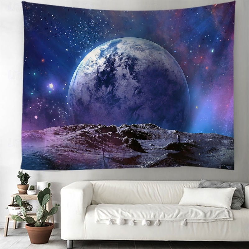 Planet Universe Hanging Tapestry Wall Art Large Tapestry Mural Decor Photograph Backdrop Blanket Curtain Home Bedroom Living Room Decoration Blue3