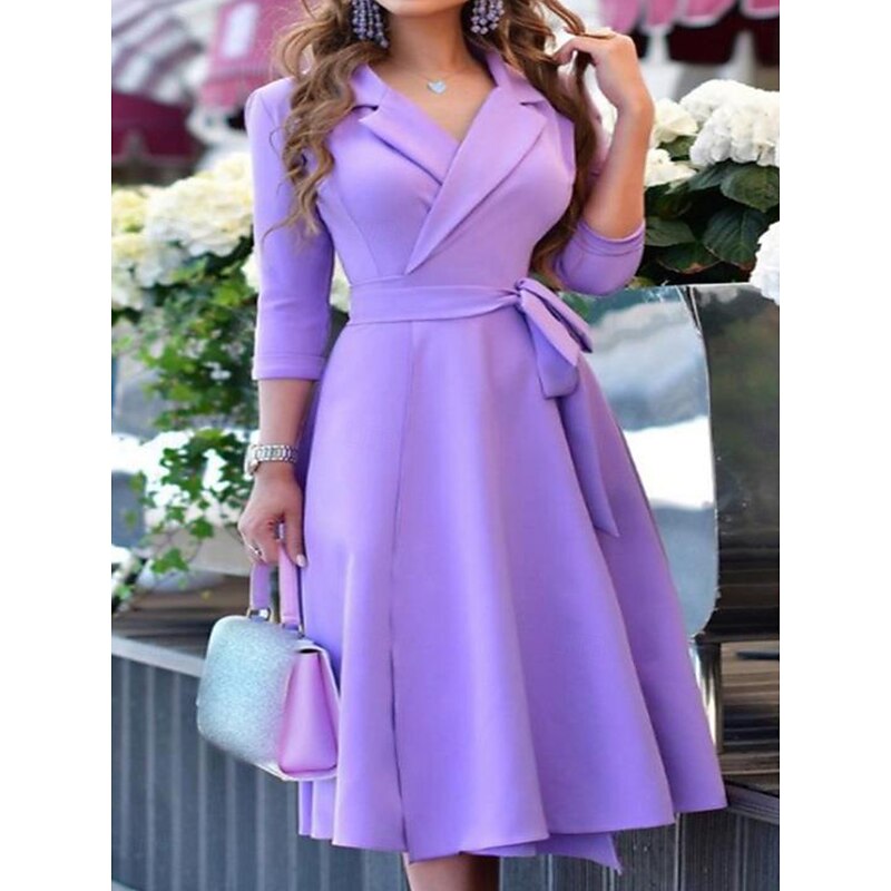 Women's Mini Dress Blazer Dress Work Dresses Fit And Flare Dress Basic Casual Vacation Daily Regular Fit Graphic Long Sleeve Lapel Black Pink Wine Blue Summer3