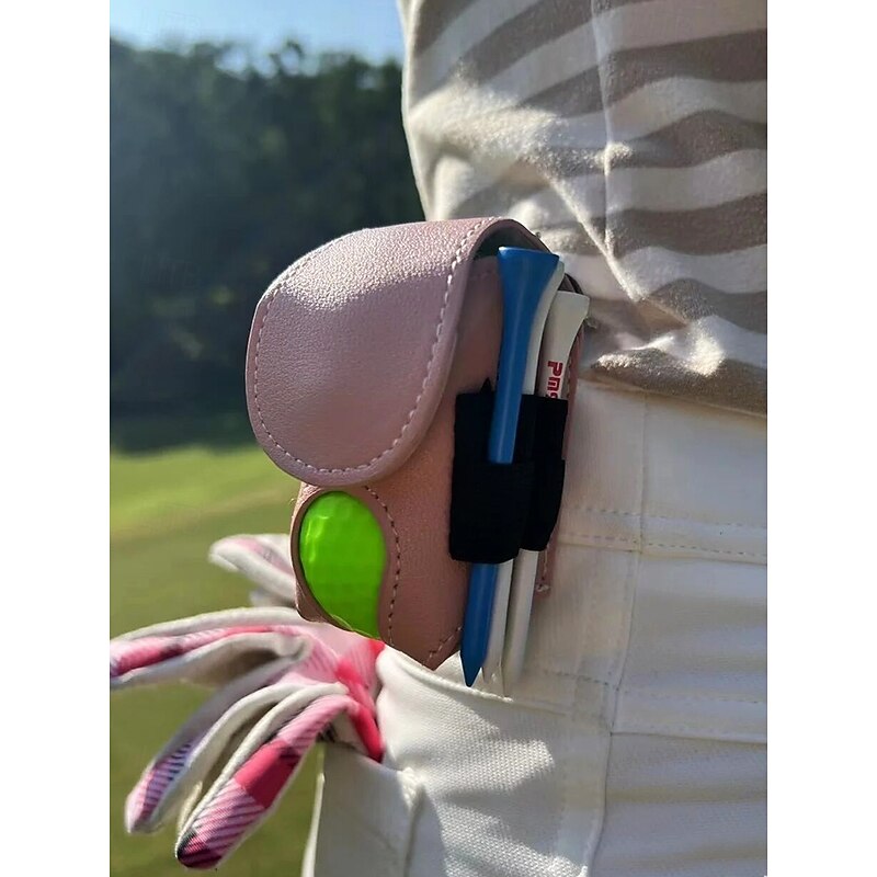 Portable Leather Golf Ball Holder Pouch – Compact Golf Tee Case with Clip, Stylish & Durable Design for Men & Women, Easy Belt Attachment, Ideal for Golf Training & Tournaments