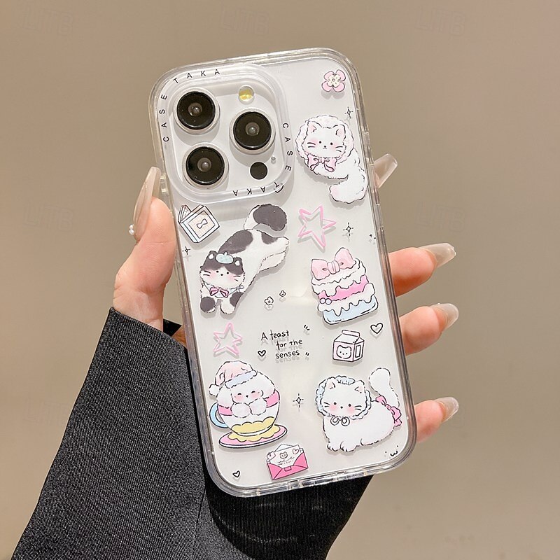 Phone Case For iPhone 16 15 14 Pro Max 16e 13 Back Cover with Stand Holder Shockproof Cartoon TPU Acrylic3