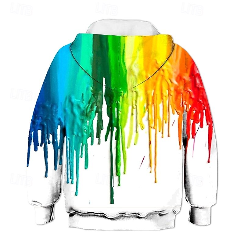 Kids Boys' Hoodie Long Sleeve Rainbow 3D Print Rainbow Daily Indoor Outdoor Active Basic 2-12 Years / Fall / Winter / Spring2