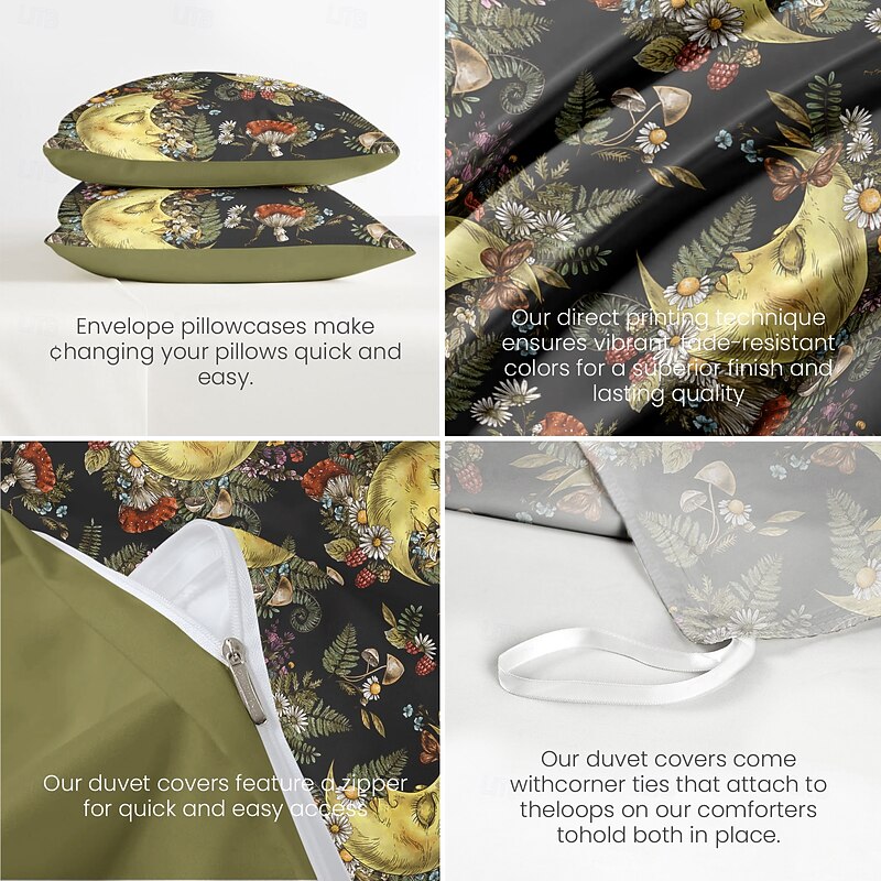 Mandala Bohemian Duvet Cover Full Size Bedding Set Cotton Bed Sets Quilt Cover Soft Lightweight Comforter Cover with 2 Pillowcases for Summer Spring Sun and Moon3