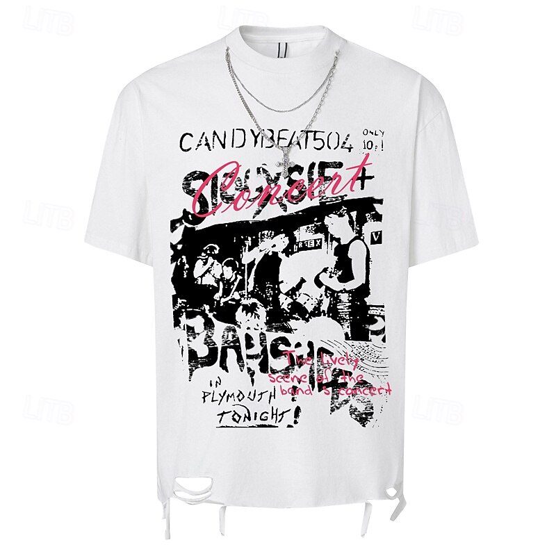 Retro Vintage Punk & Gothic 1980s T-shirt Pop Star Rocker Ripped Fancy Dress Women's Halloween Carnival Party Casual Daily Adults' T-shirt Summer3