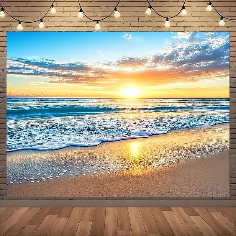 Landscape Beach Sunset Hanging Tapestry Wall Art Large Tapestry Mural Decor Photograph Backdrop Blanket Curtain Home Bedroom Living Room Decoration3