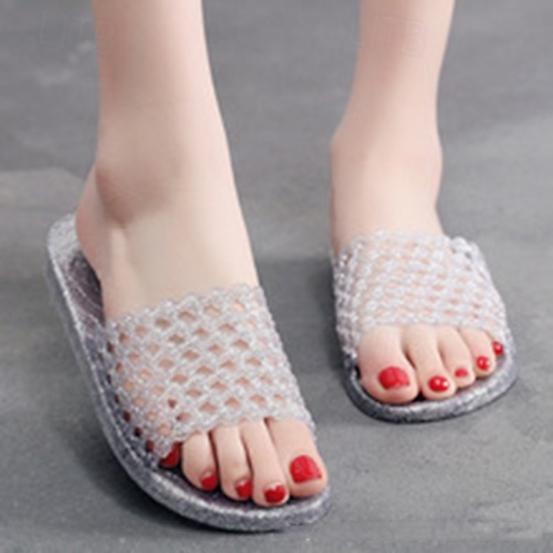 Crystal Slippers For Women Home Non Slip Odorless Thick Bottom Wear-resistant Shower Slippers Straight Drag For Women