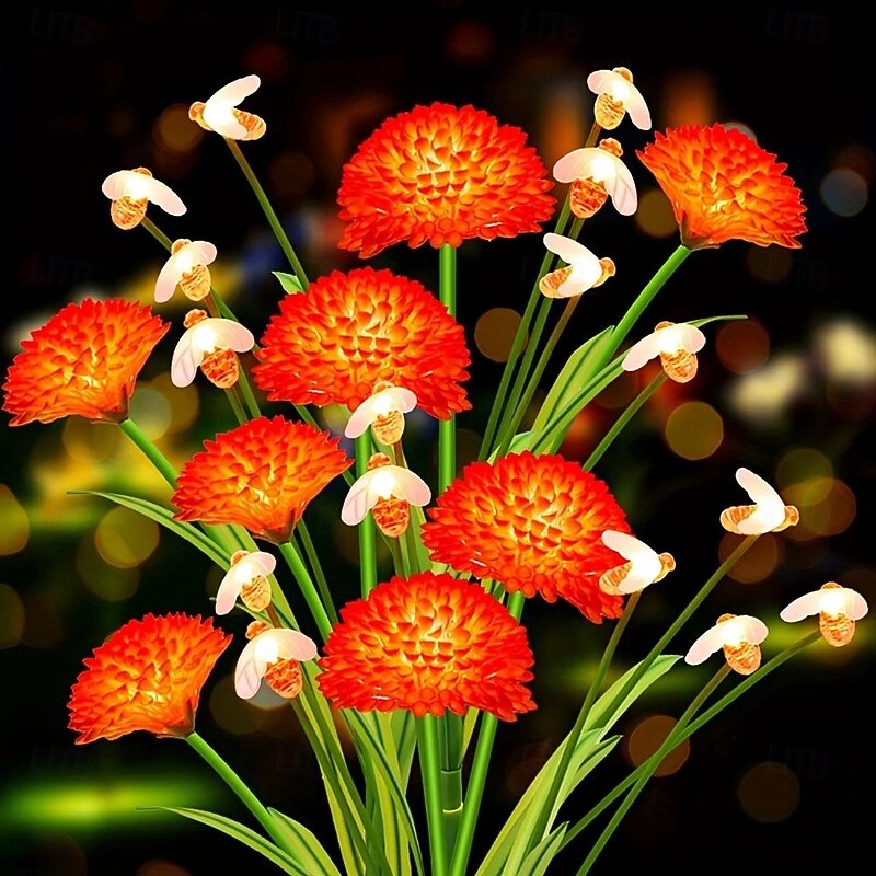 2 Pcs LED Solar Flower Lights 6LEDs Outdoor Patio Landscape Light Christmas Wedding Party Holiday Home Yard Pathway Decoration2