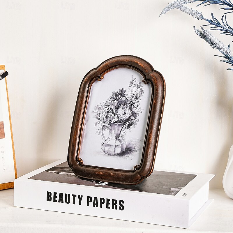 Resin Curved Door Frame Photo Frame, Gold Silver Brown Border, Elegant Desktop Picture Frame, Multi-Color Options, Simple Home Decor, Bedroom Office Desk Display, Stylish Tabletop Ornament3