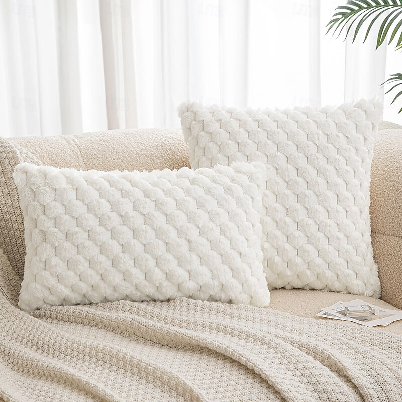 Soft Plush Decorative Toss Pillows Cover 1PC Soft Square Couch Cushion Case Pillowcase for Bedroom Livingroom Sofa Chair2